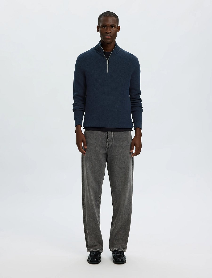 Selected - SLMDANE LS KNIT STRUCTURE HALF ZIP NOOS - pullover mit halbem reißverschluss - sky captain - 3