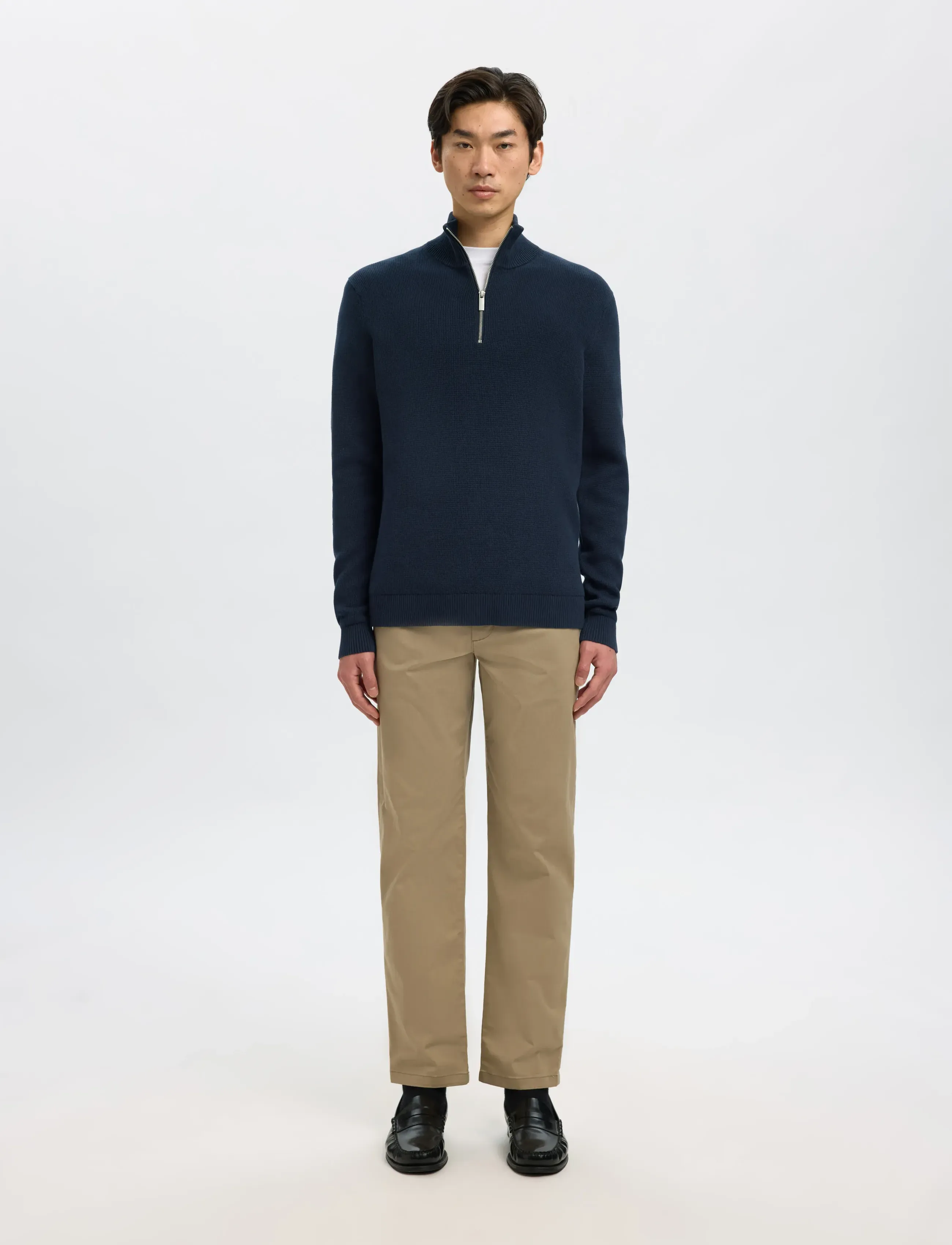 Selected - SLMDANE LS KNIT STRUCTURE HALF ZIP NOOS - half zip strik - sky captain - 4