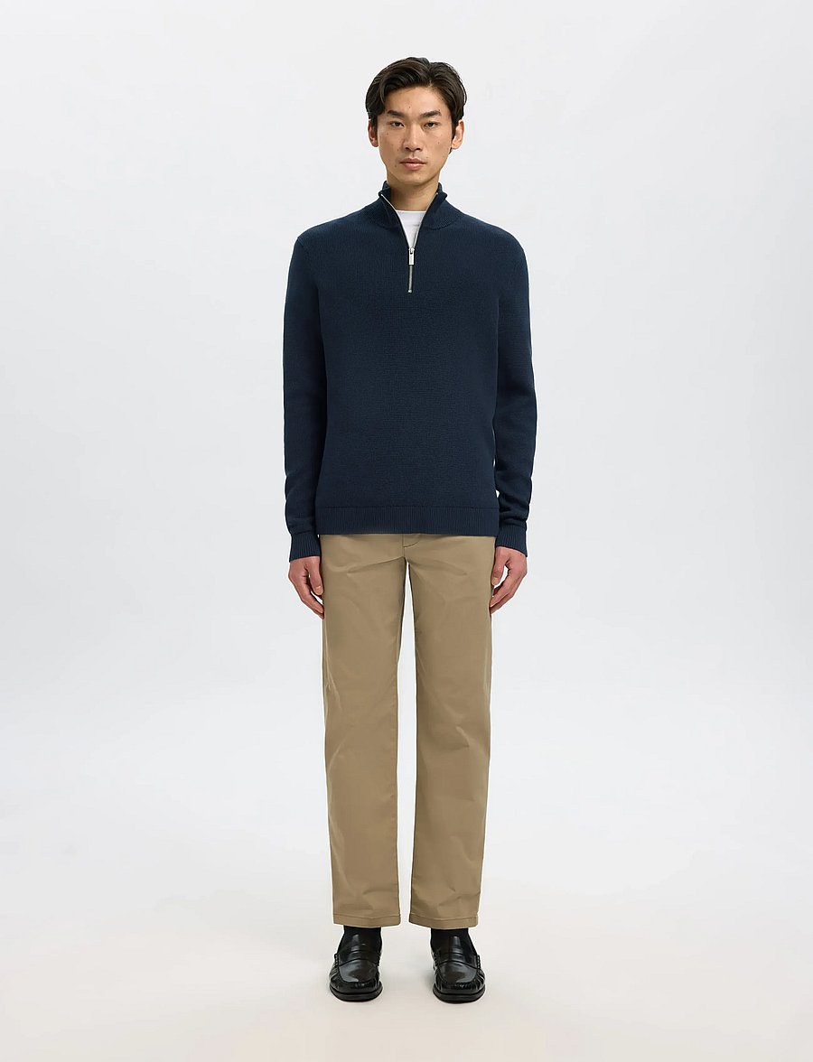 Selected - SLMDANE LS KNIT STRUCTURE HALF ZIP NOOS - half zip strik - sky captain - 4