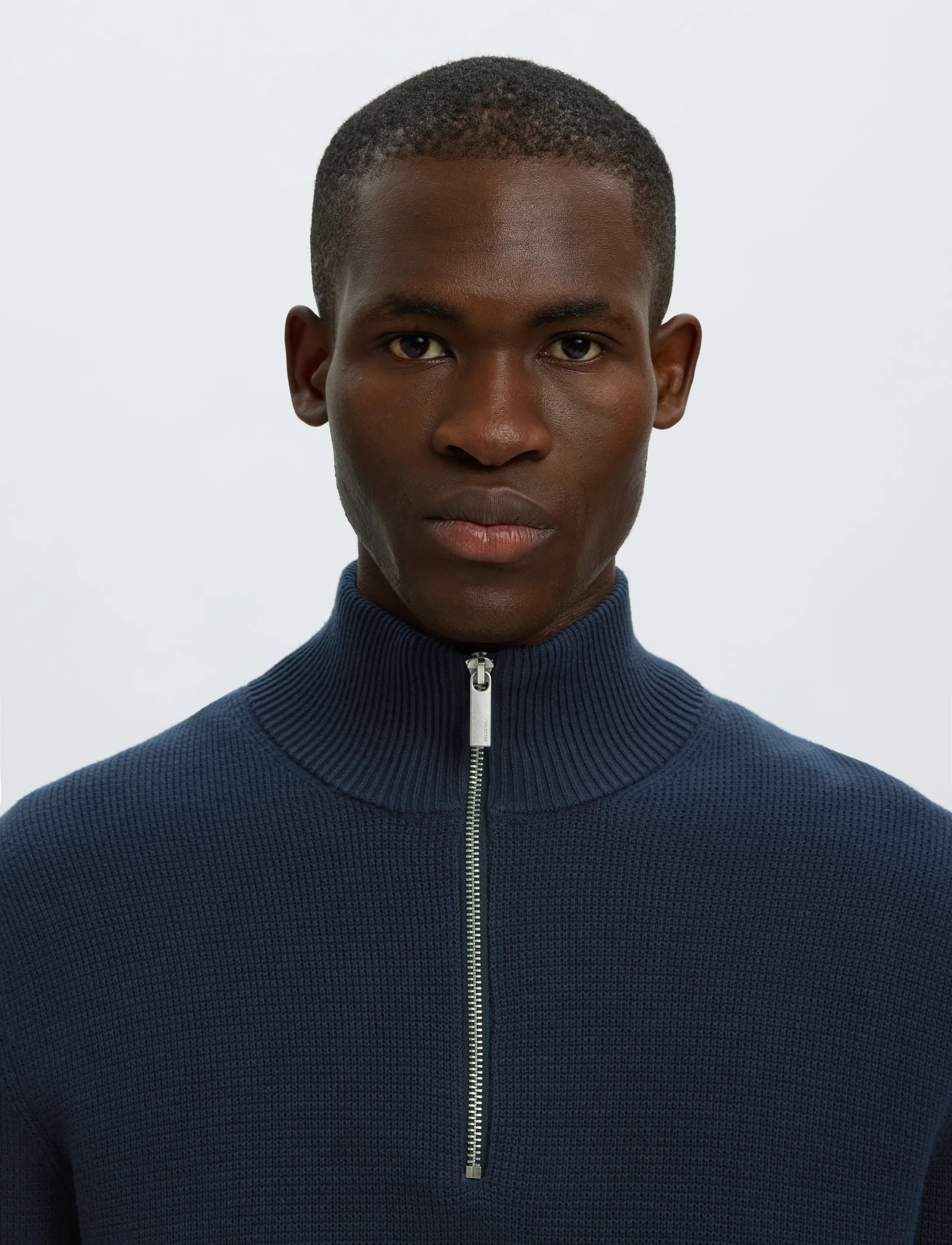 Selected - SLMDANE LS KNIT STRUCTURE HALF ZIP NOOS - pullover mit halbem reißverschluss - sky captain - 4