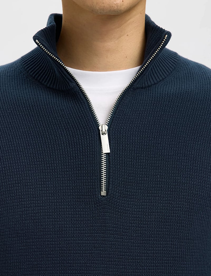 Selected - SLHDANE LS KNIT STRUCTURE HALF ZIP NOOS - pullover mit halbem reißverschluss - sky captain - 5
