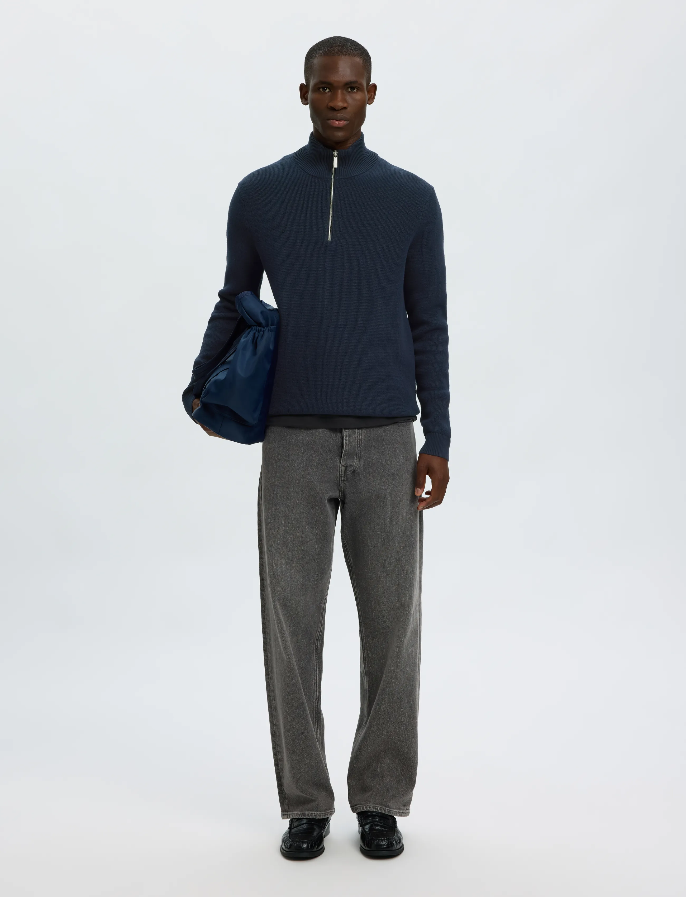 Selected - SLMDANE LS KNIT STRUCTURE HALF ZIP NOOS - pullover mit halbem reißverschluss - sky captain - 5