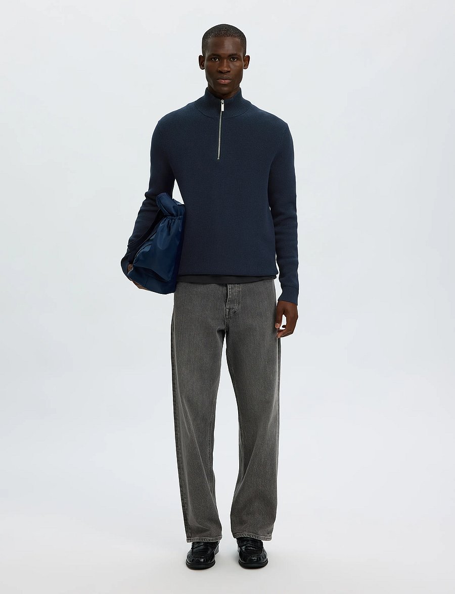 Selected - SLMDANE LS KNIT STRUCTURE HALF ZIP NOOS - pullover mit halbem reißverschluss - sky captain - 5