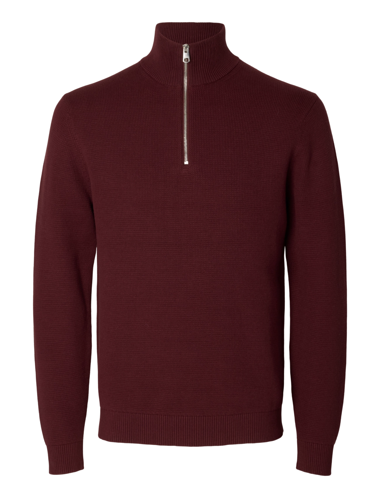 Selected SLMDANE LS KNIT STRUCTURE HALF ZIP NOOS - Selected - TAWNY PORT / burgundy