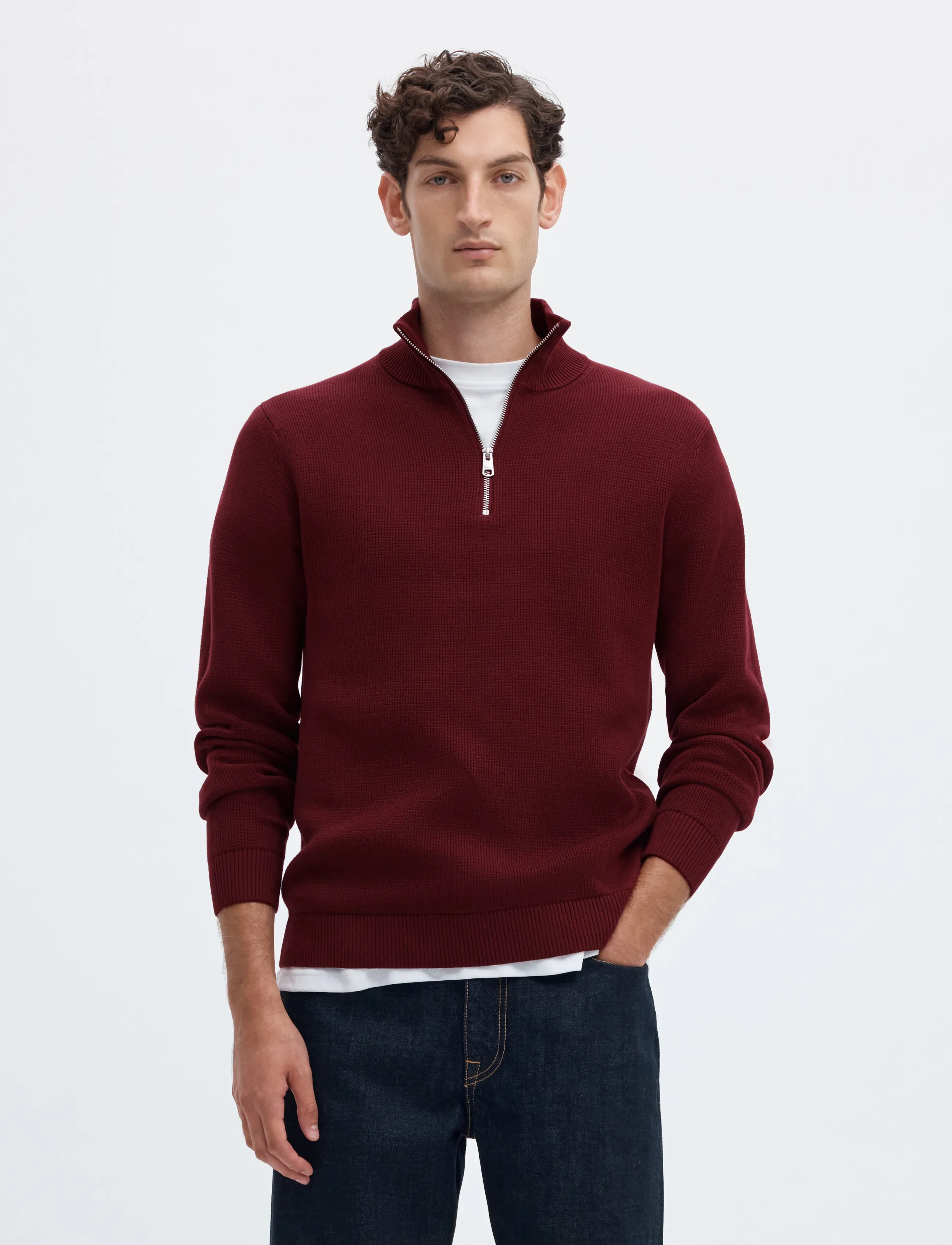 Slmdane Ls Knit Structure Half Zip Noos