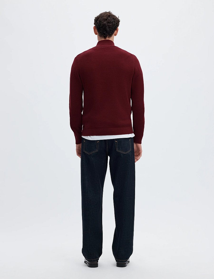 Selected - SLMDANE LS KNIT STRUCTURE HALF ZIP NOOS - half zip-tröjor - tawny port - 2