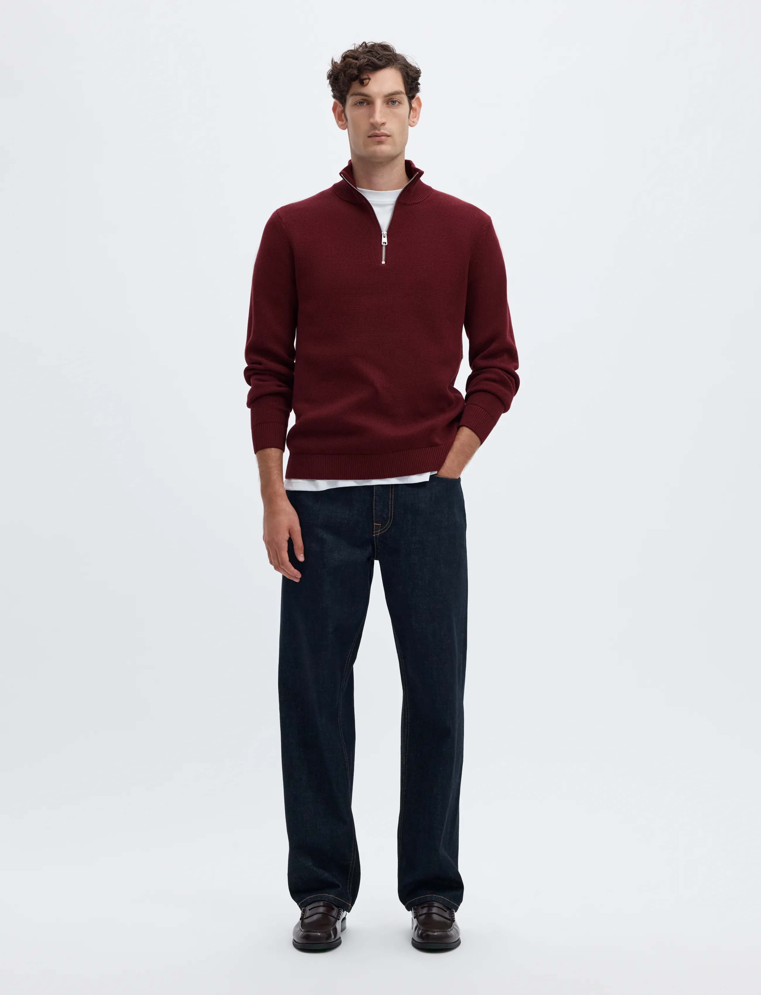 Selected - SLMDANE LS KNIT STRUCTURE HALF ZIP NOOS - half zip-tröjor - tawny port - 3