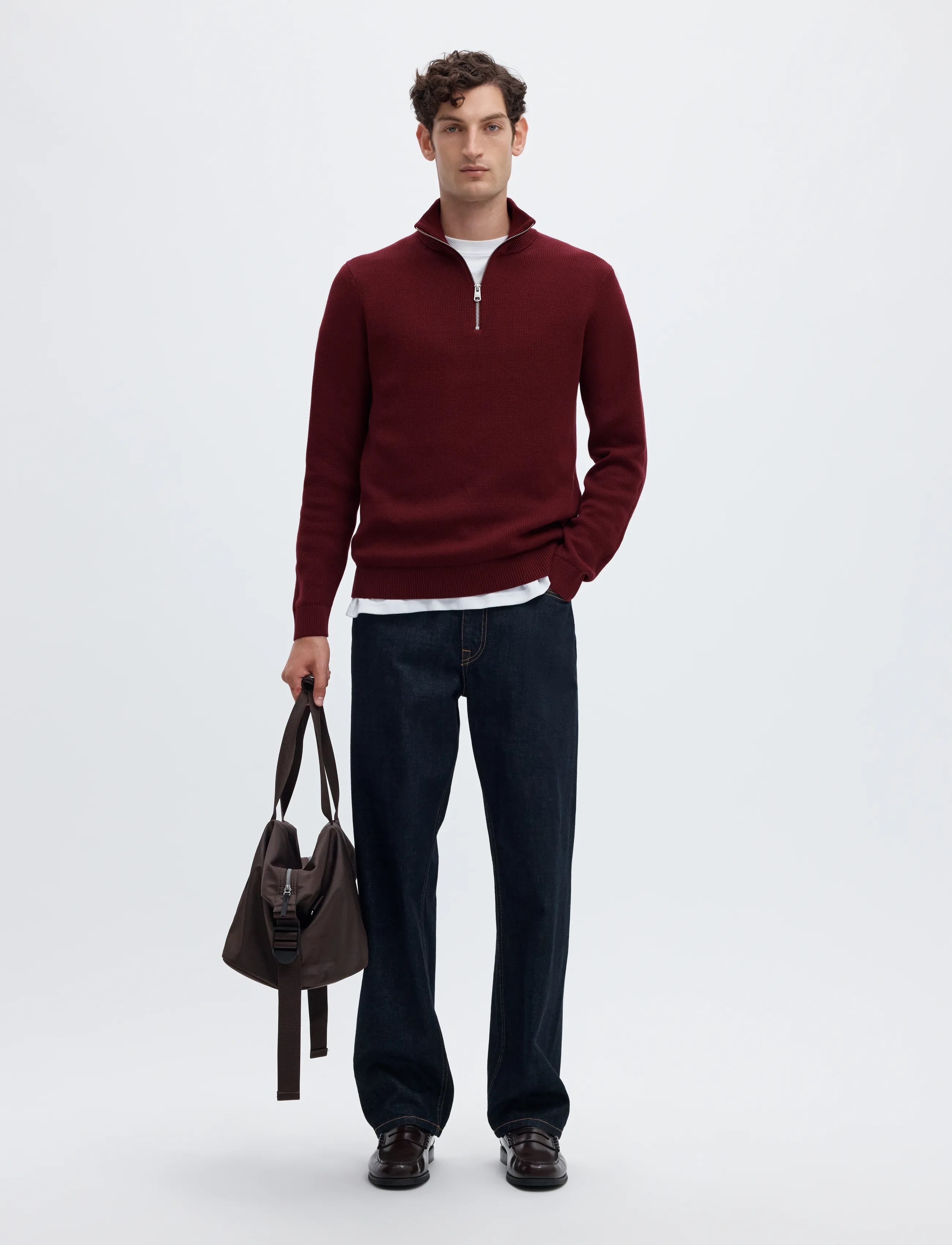 Selected - SLMDANE LS KNIT STRUCTURE HALF ZIP NOOS - half zip-tröjor - tawny port - 5