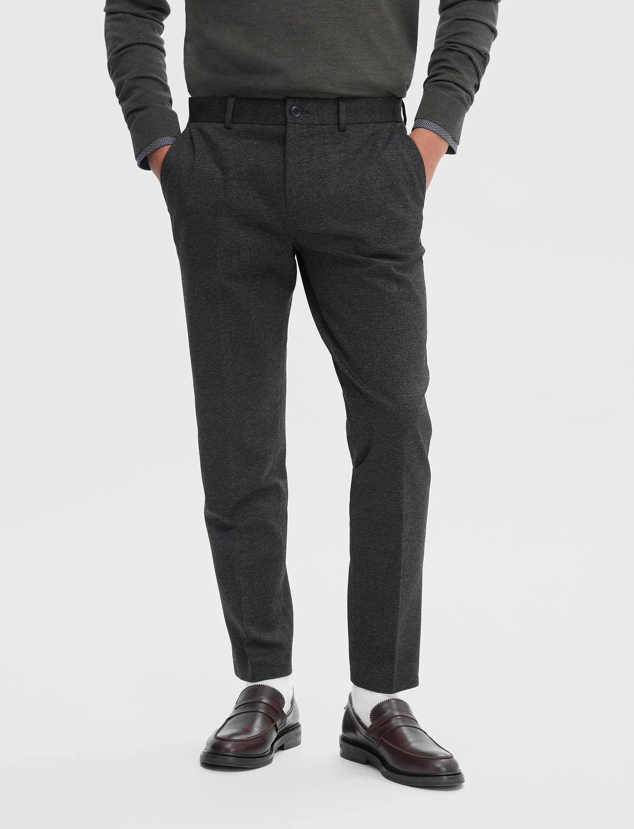 Selected Homme - SLHSLIM-AITORJERSEY D.GR TRS FLEX B NOOS - kostiumo kelnės - dark grey melange - 1