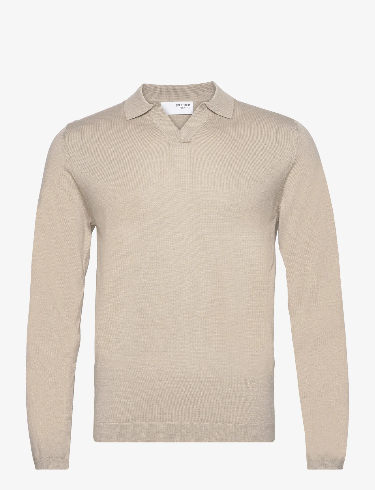 Selected Homme - SLHTOWN LS KNIT OPEN POLO - knitted polos - pure cashmere - 0