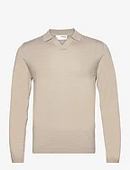 SLHTOWN LS KNIT OPEN POLO - PURE CASHMERE