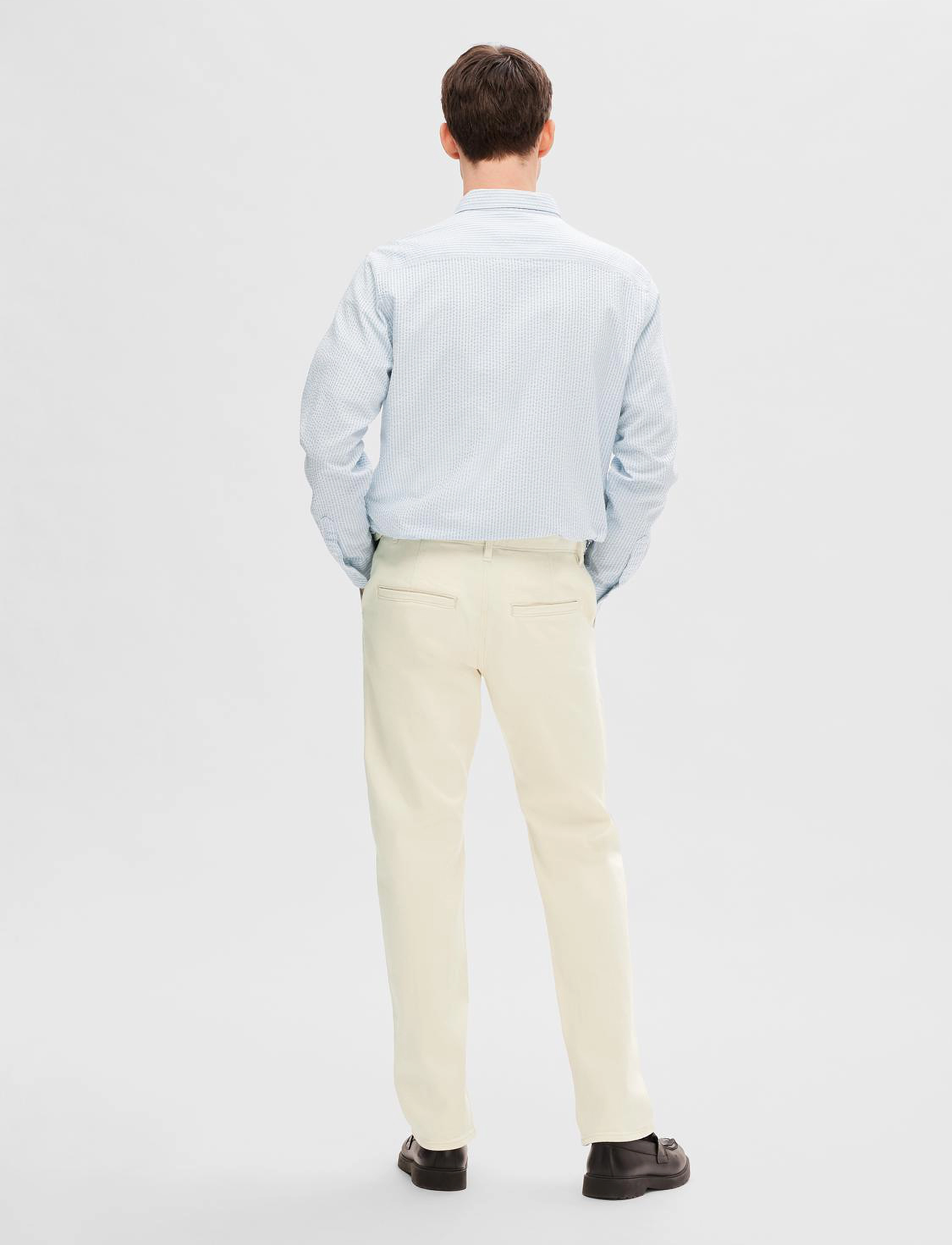 Selected - SLH196-STRAIGHT DAVE 3411 COLOR CHINO W - egret - 3