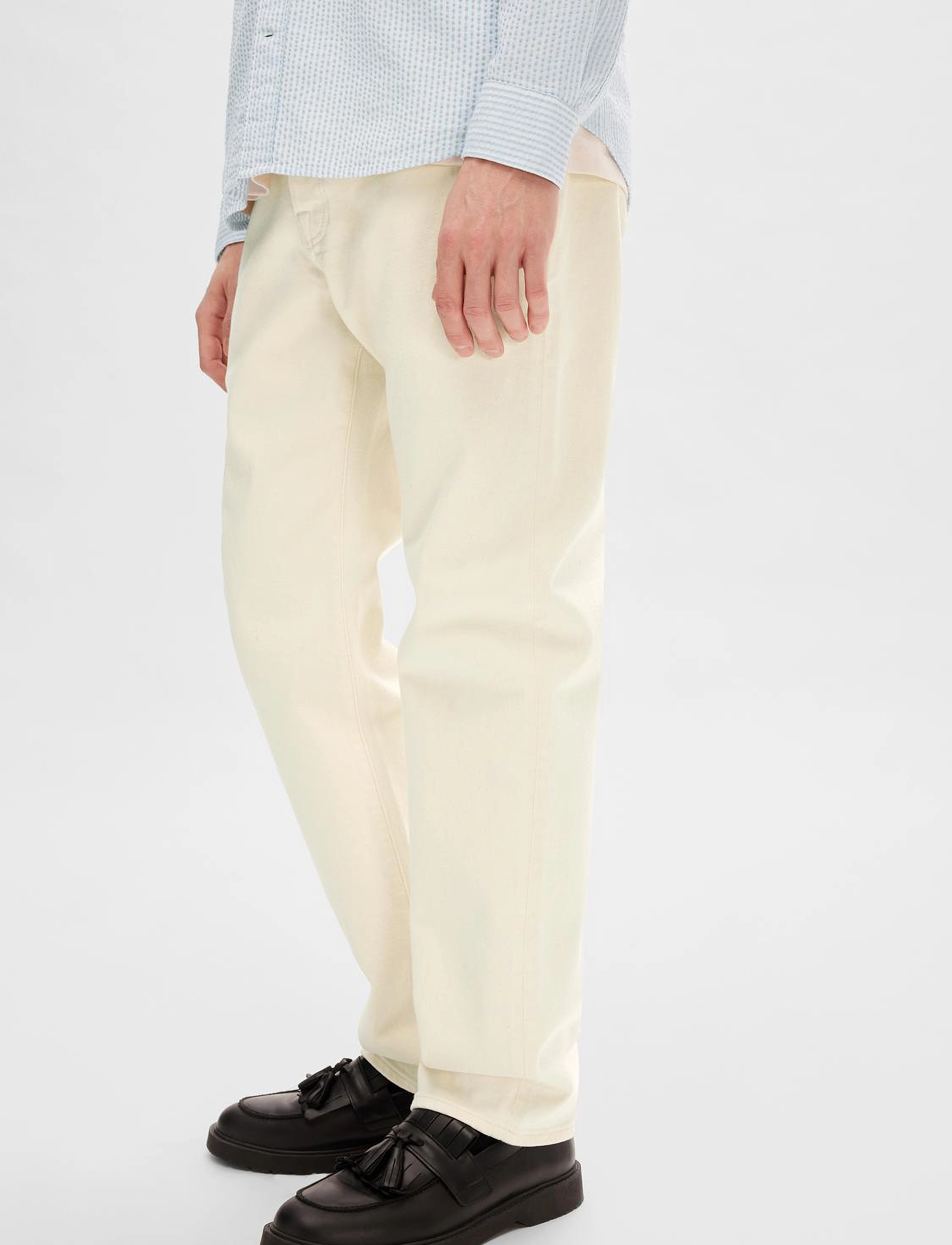 Selected - SLH196-STRAIGHT DAVE 3411 COLOR CHINO W - egret - 5