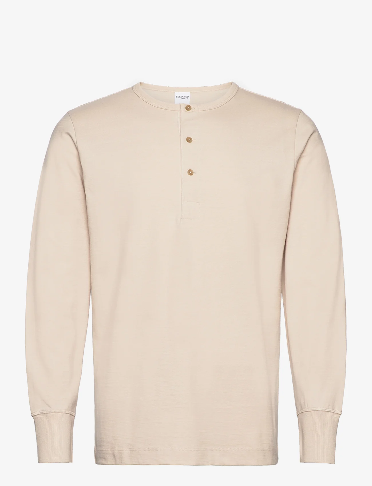 Selected Homme - SLHPHILLIP LS HENLEY NOOS - långärmade t-shirts - oatmeal - 0