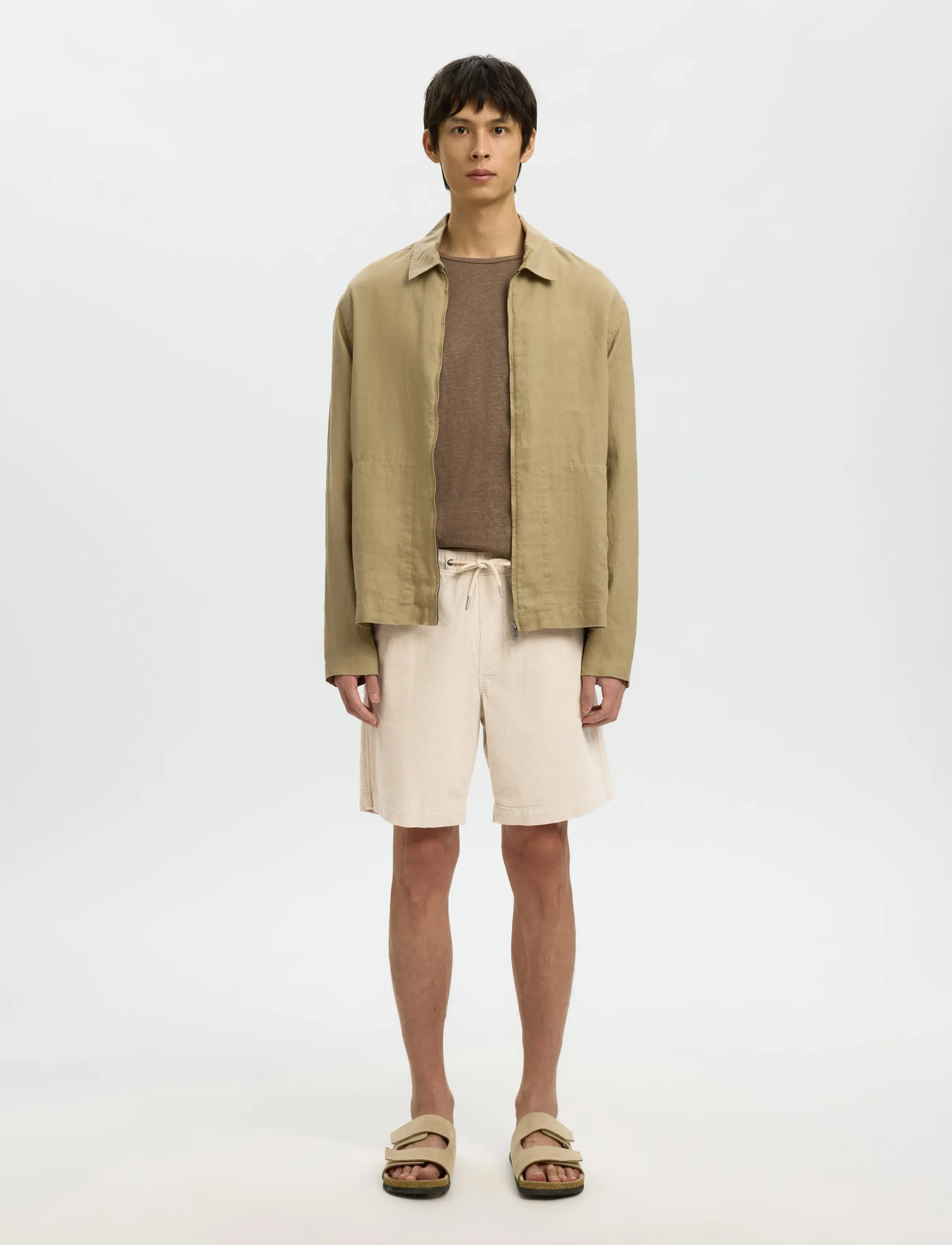Selected - SLMREGULAR-JACE CORDUROY SHORTS NOOS - casual shorts - fog - 3