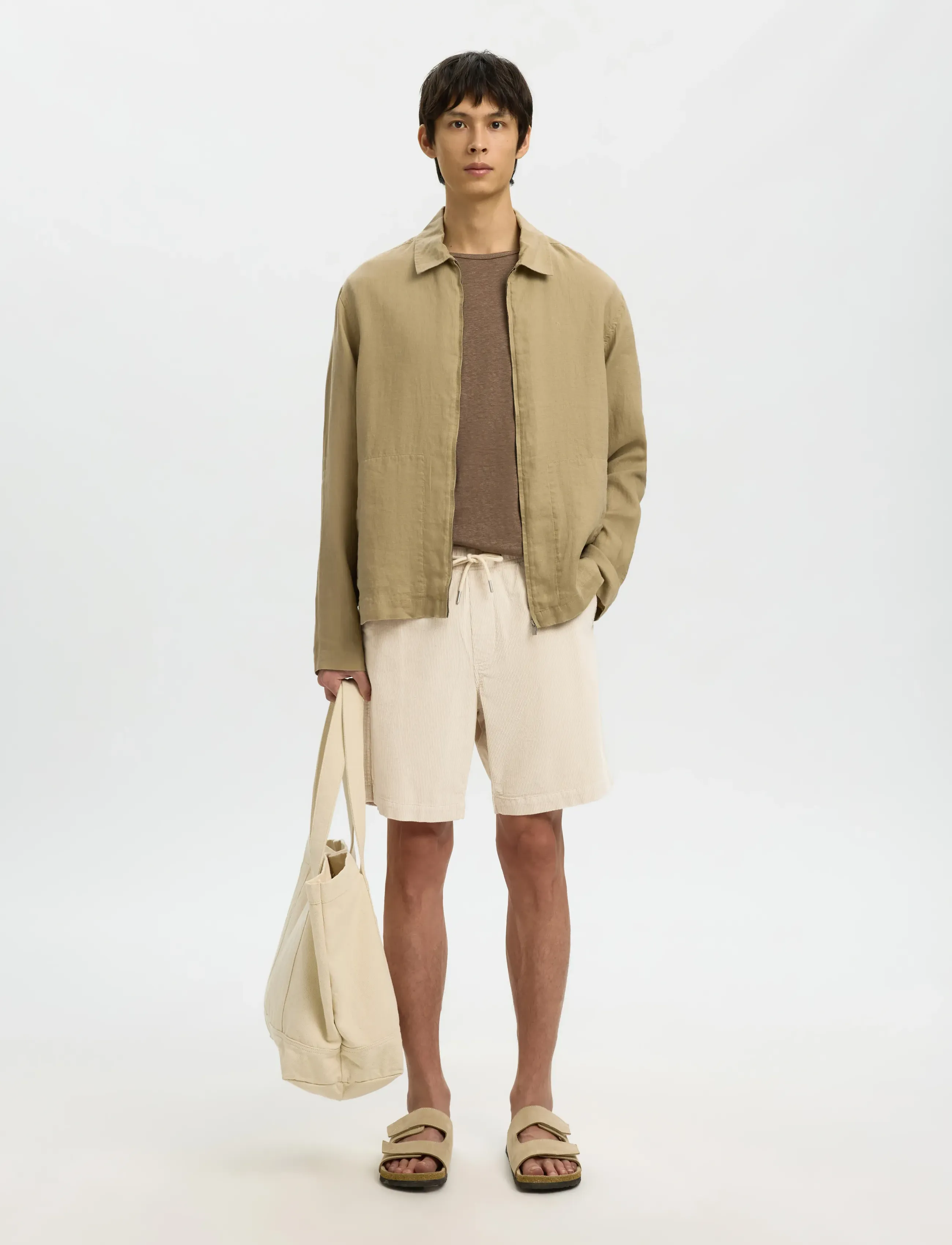 Selected - SLMREGULAR-JACE CORDUROY SHORTS NOOS - casual shorts - fog - 5