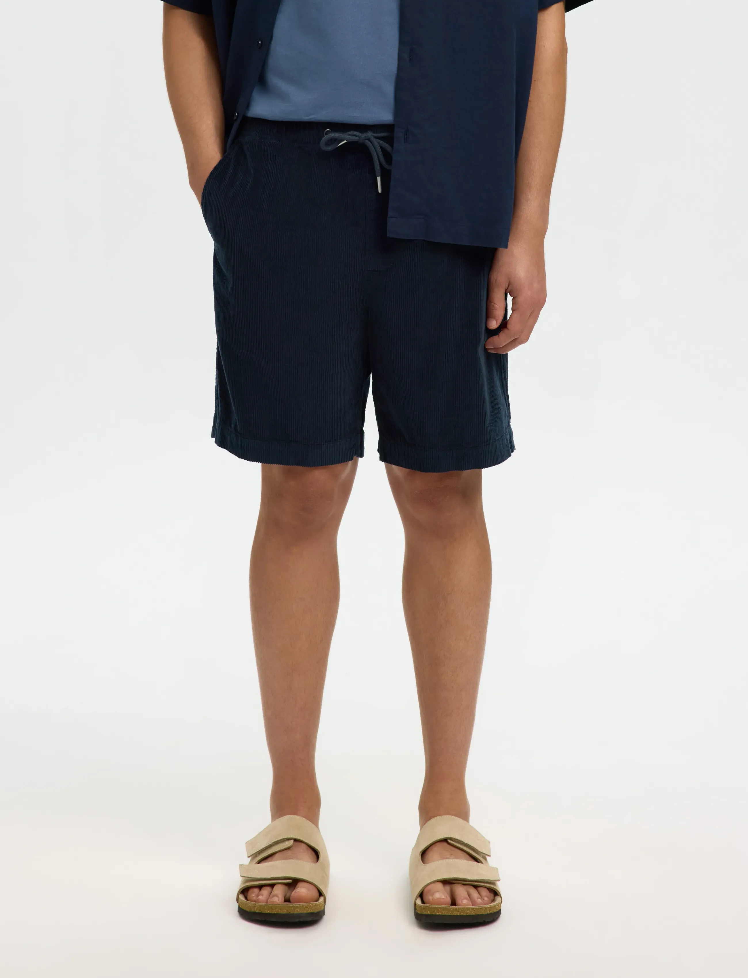 Selected Slhregular-Jace Corduroy Shorts Noos, XL, Shorts, Marineblau - Casual Männerswear