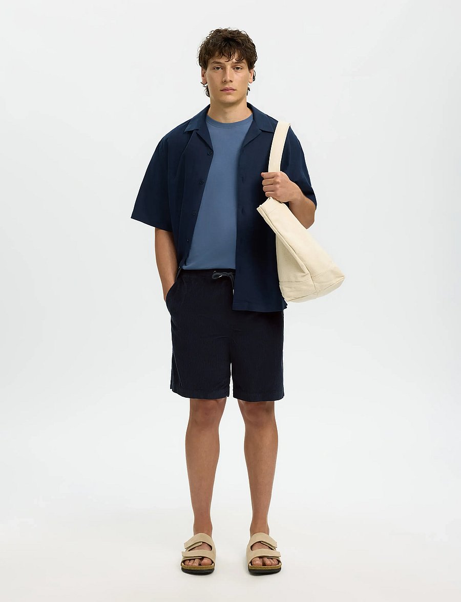 Selected - SLMREGULAR-JACE CORDUROY SHORTS NOOS - short décontracté - sky captain - 5