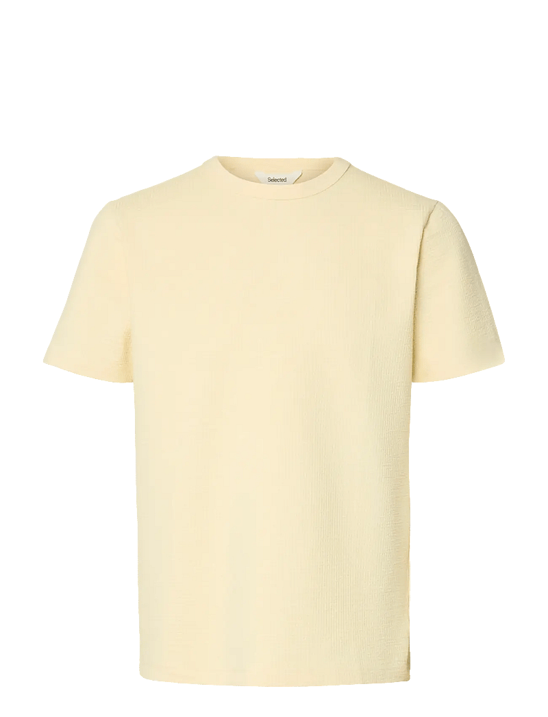 Selected - SLHSANDER SEERSUCKER SS O-NECK TEE - kurzärmelig - angora - 1