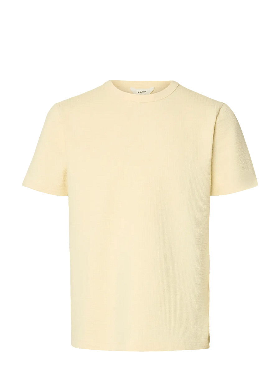 Selected - SLHSANDER SEERSUCKER SS O-NECK TEE - marškinėliai trumpomis rankovėmis - angora - 1