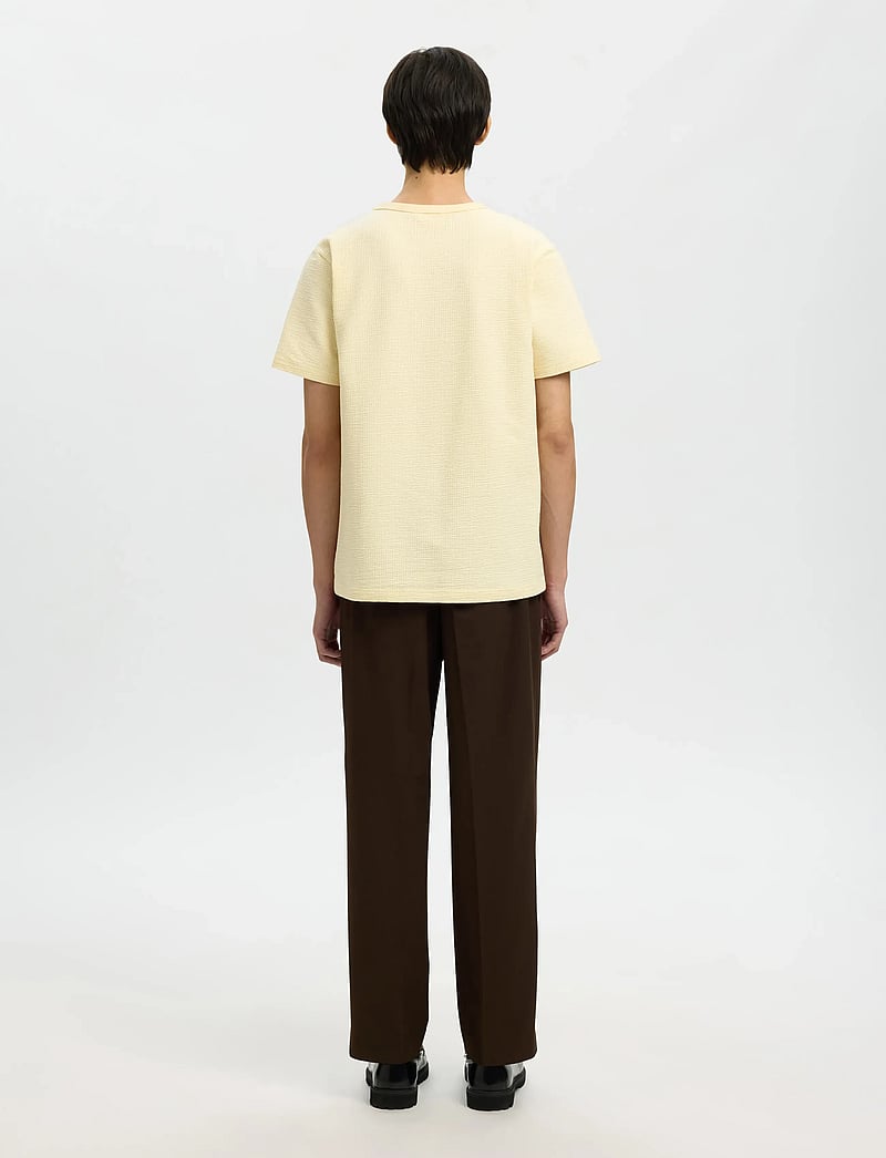 Selected - SLHSANDER SEERSUCKER SS O-NECK TEE - kurzärmelig - angora - 2