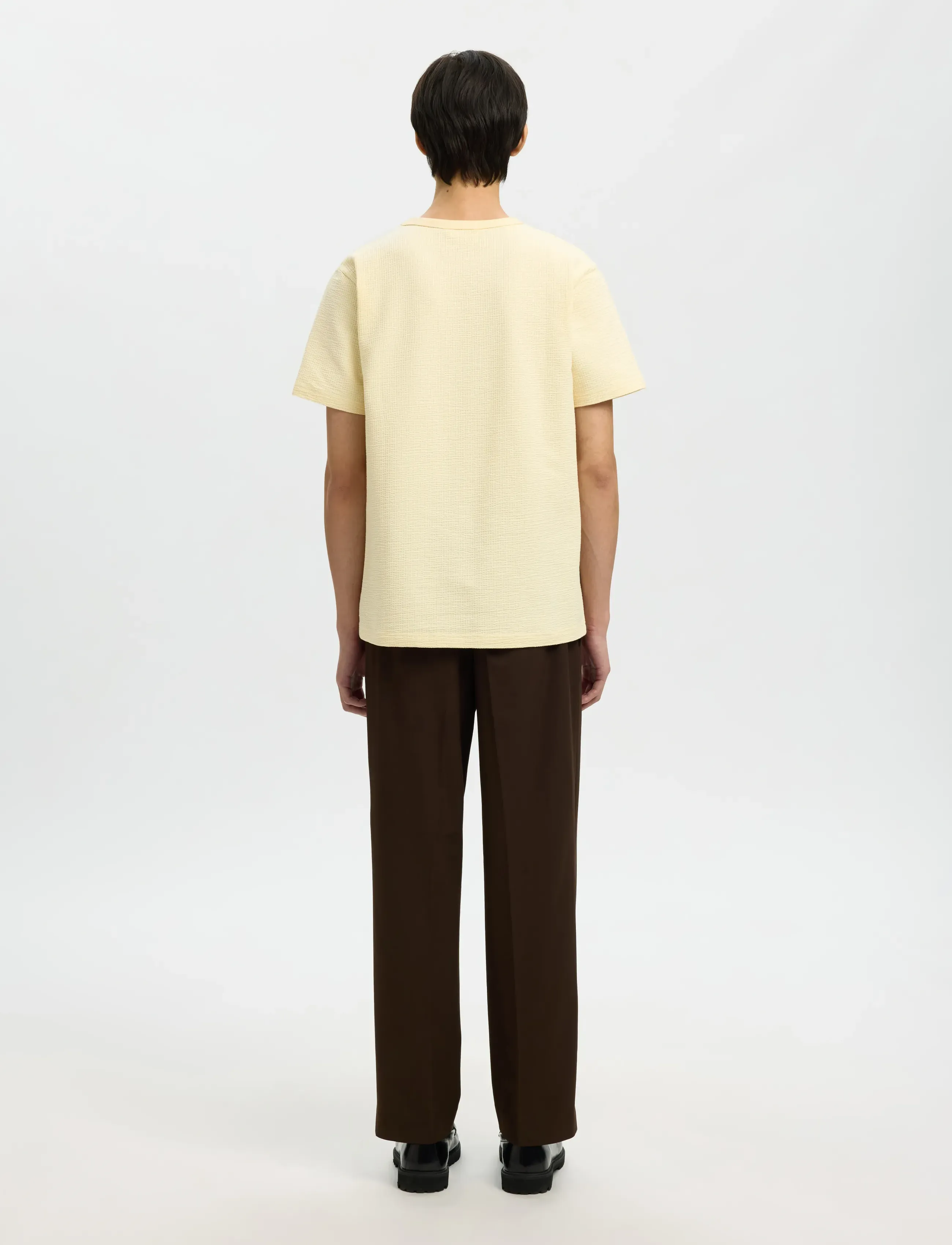 Selected - SLHSANDER SEERSUCKER SS O-NECK TEE - marškinėliai trumpomis rankovėmis - angora - 2
