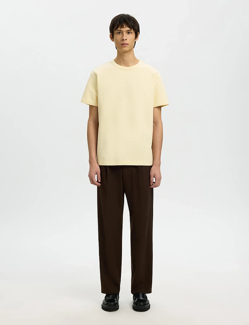 Selected - SLHSANDER SEERSUCKER SS O-NECK TEE - kurzärmelig - angora - 3