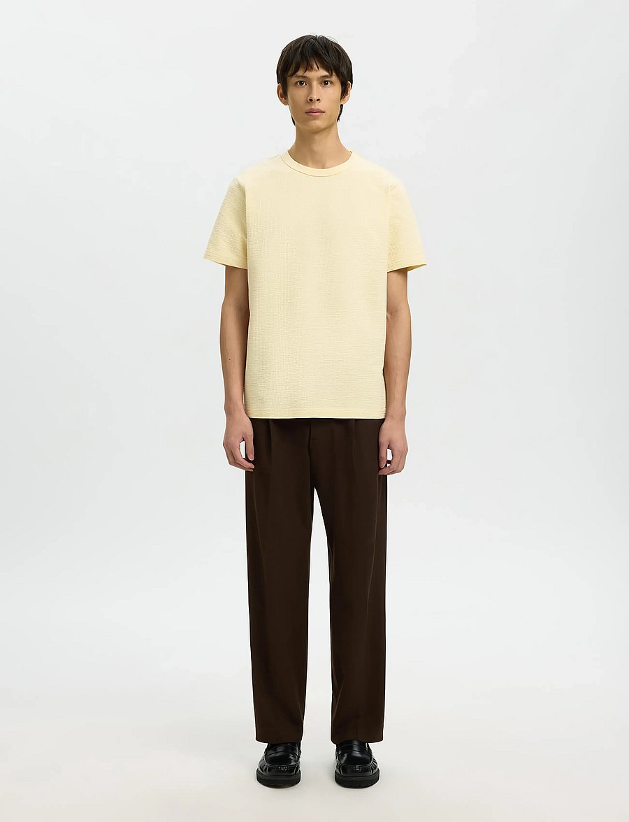 Selected - SLHSANDER SEERSUCKER SS O-NECK TEE - marškinėliai trumpomis rankovėmis - angora - 3