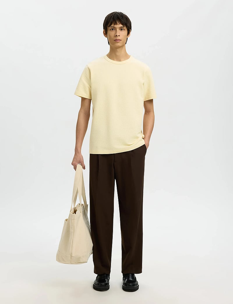 Selected - SLHSANDER SEERSUCKER SS O-NECK TEE - kurzärmelig - angora - 5