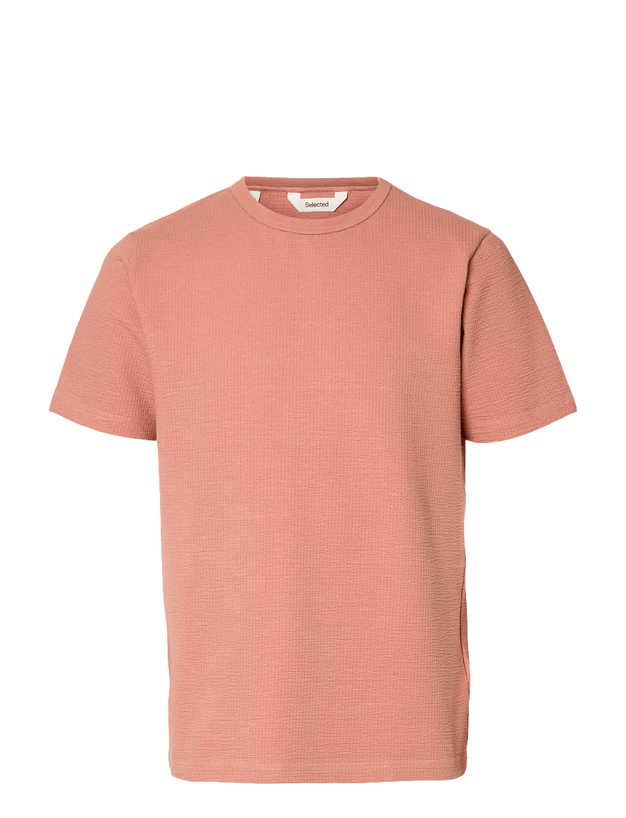 Selected - SLHSANDER SEERSUCKER SS O-NECK TEE - kortærmede t-shirts - rose dawn - 1