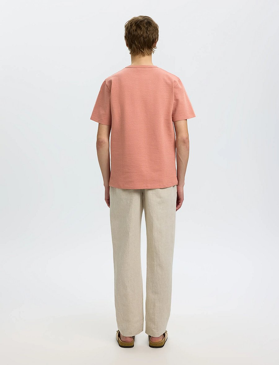 Selected - SLHSANDER SEERSUCKER SS O-NECK TEE - kortærmede t-shirts - rose dawn - 2