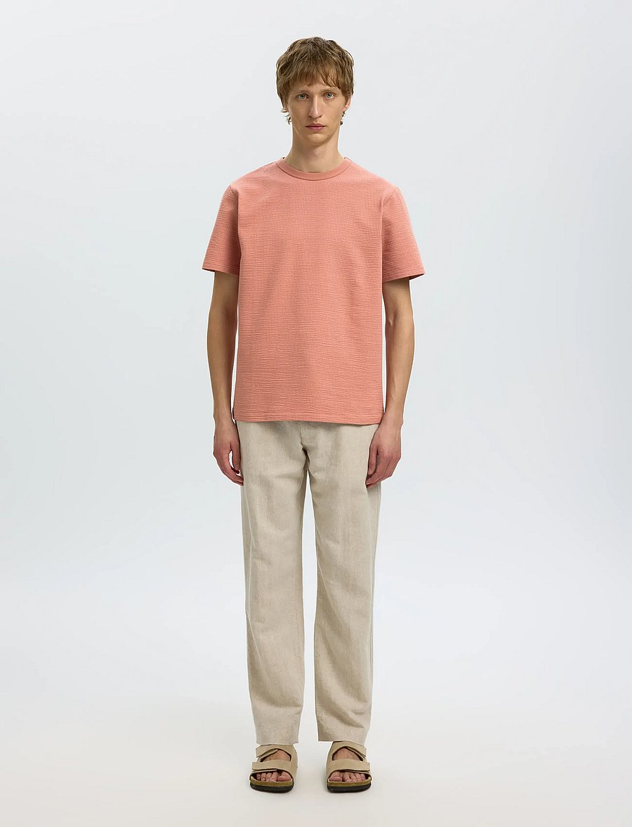 Selected - SLHSANDER SEERSUCKER SS O-NECK TEE - kortærmede t-shirts - rose dawn - 3