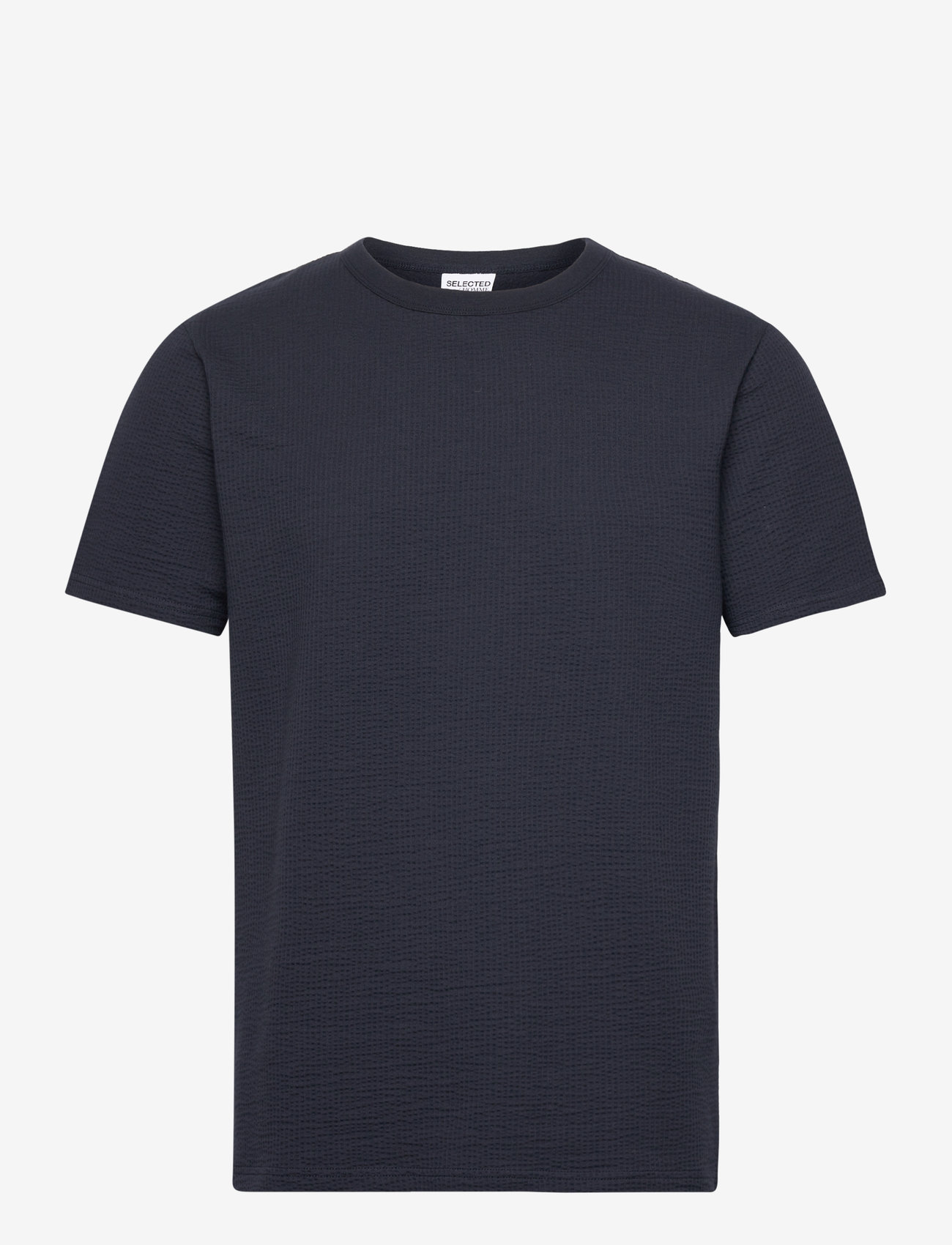 Selected - SLHSANDER SEERSUCKER SS O-NECK TEE - kortärmade t-shirts - sky captain - 1