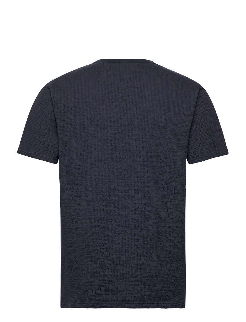 Selected - SLHSANDER SEERSUCKER SS O-NECK TEE - kortärmade t-shirts - sky captain - 2