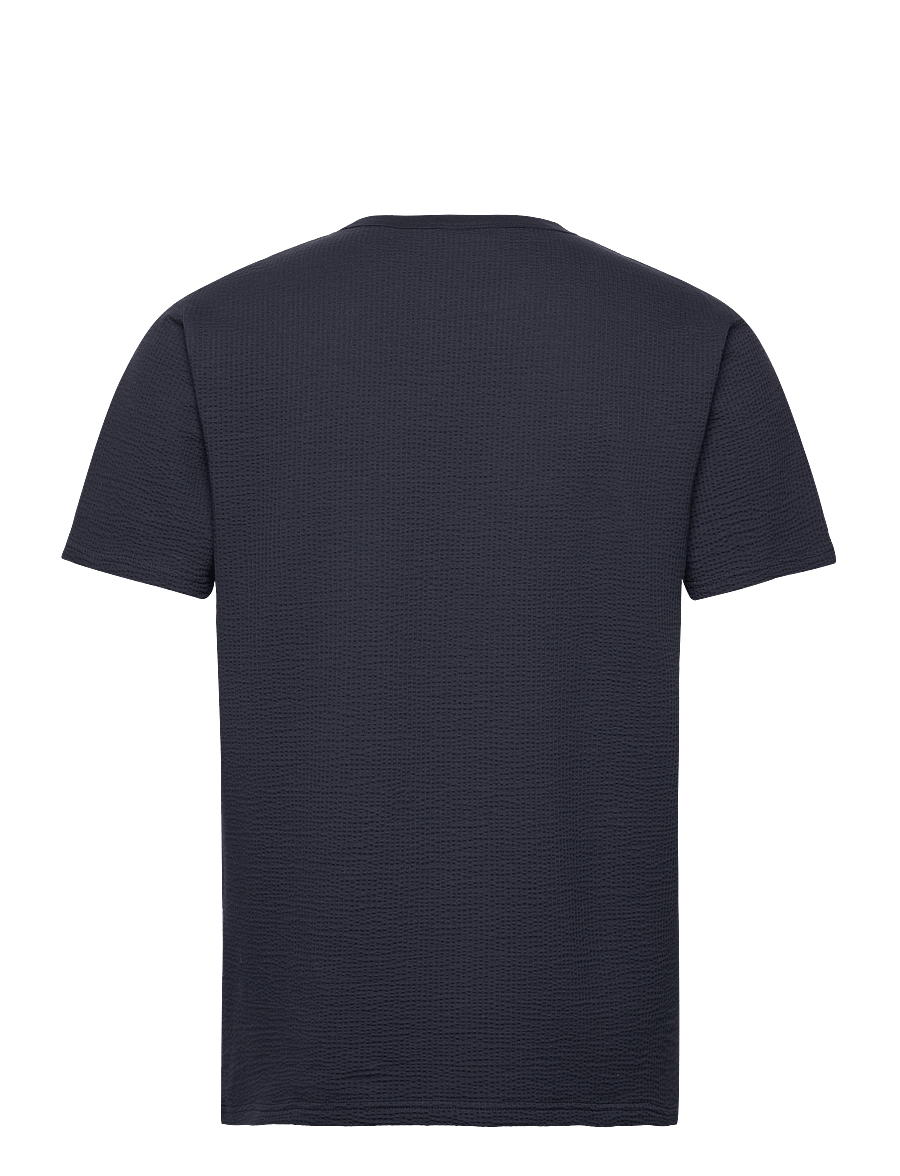 Selected - SLHSANDER SEERSUCKER SS O-NECK TEE - kortærmede t-shirts - sky captain - 2