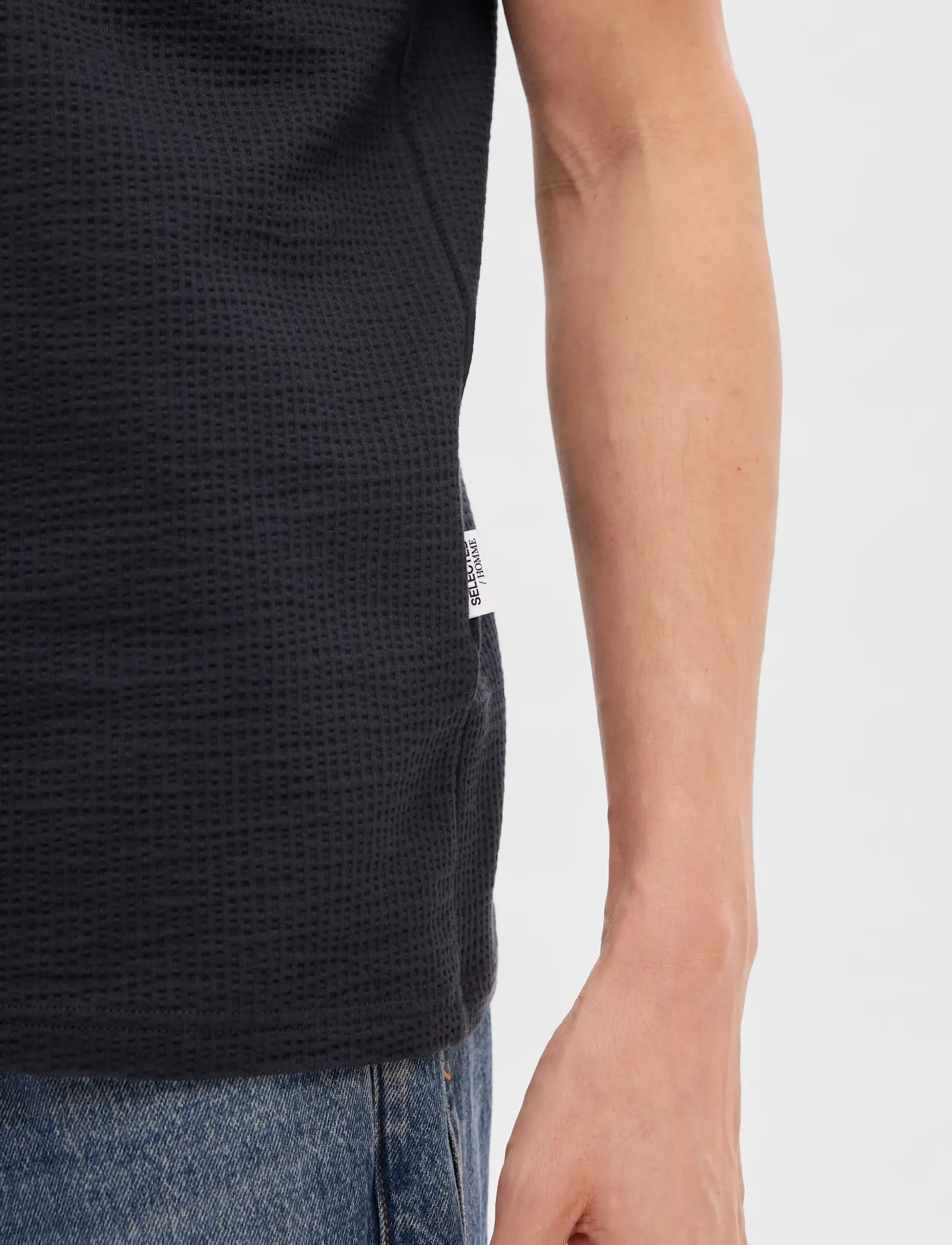 Selected - SLHSANDER SEERSUCKER SS O-NECK TEE - kortærmede t-shirts - sky captain - 5