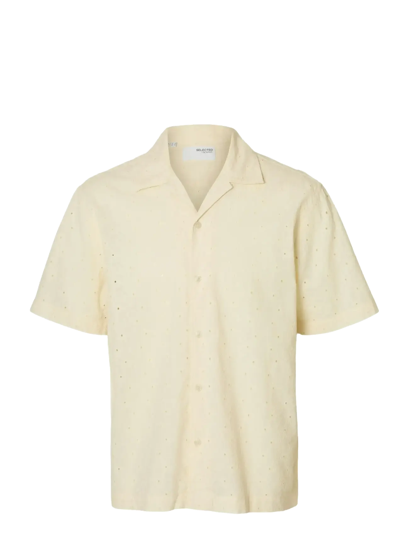 Selected SLHRLXJAX BRODERIE SS SHIRT - Tøj - EGRET / cream