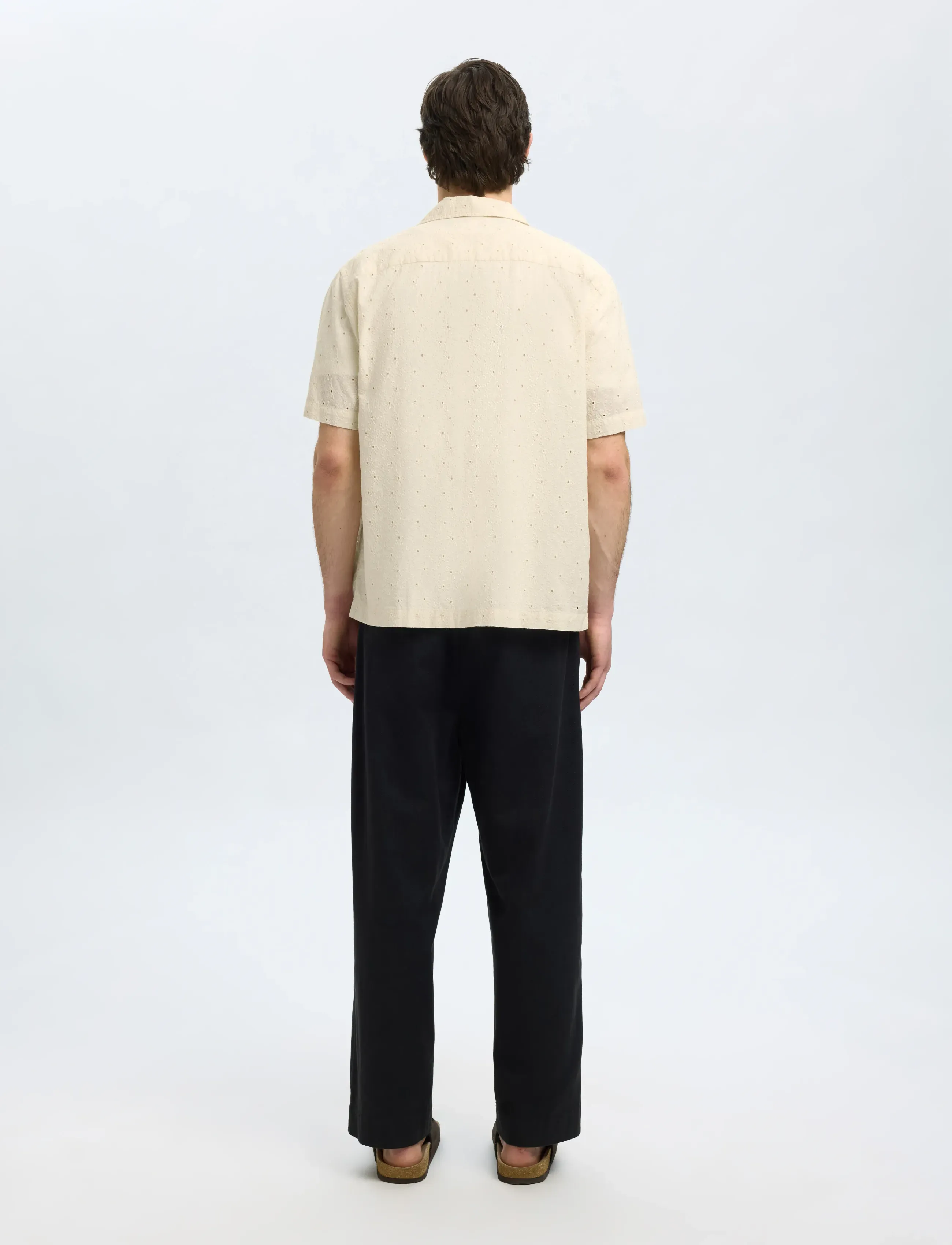 Selected - SLHRLXJAX BRODERIE SS SHIRT - kurzarmhemden - egret - 2