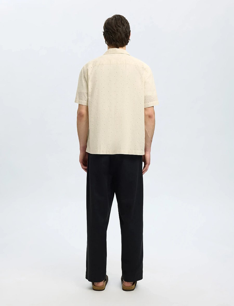 Selected - SLHRLXJAX BRODERIE SS SHIRT - kortærmede skjorter - egret - 2