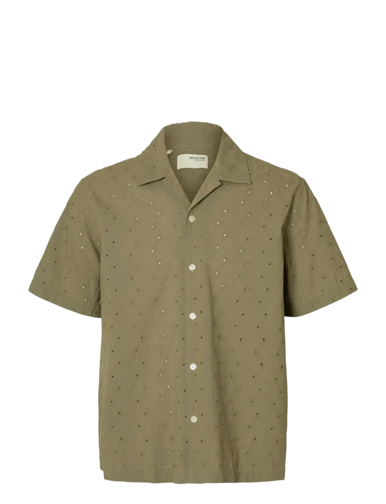 Selected SLHRLXJAX BRODERIE SS SHIRT - Skjorter - VETIVER / green