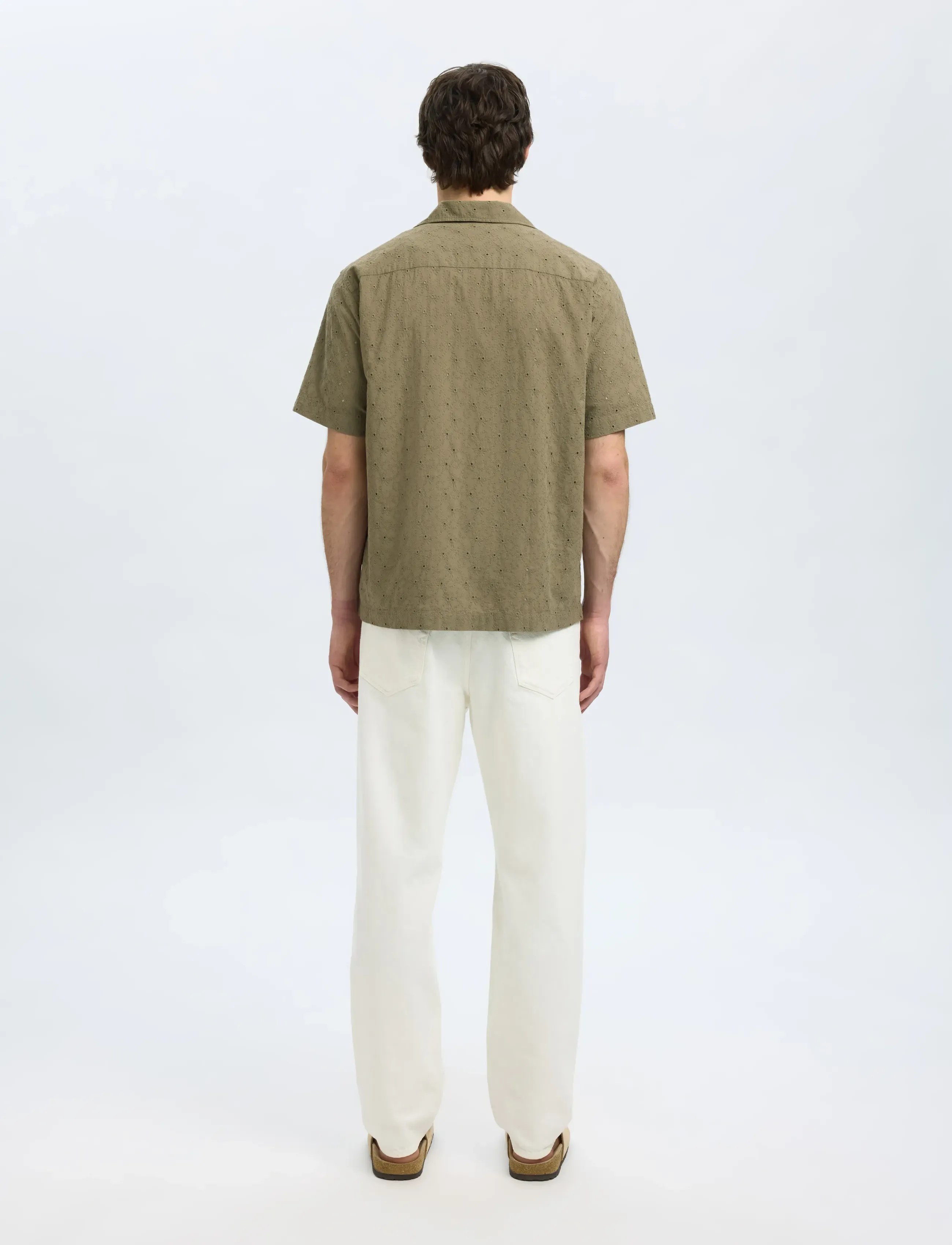Selected - SLHRLXJAX BRODERIE SS SHIRT - stutterma skyrtur - vetiver - 2