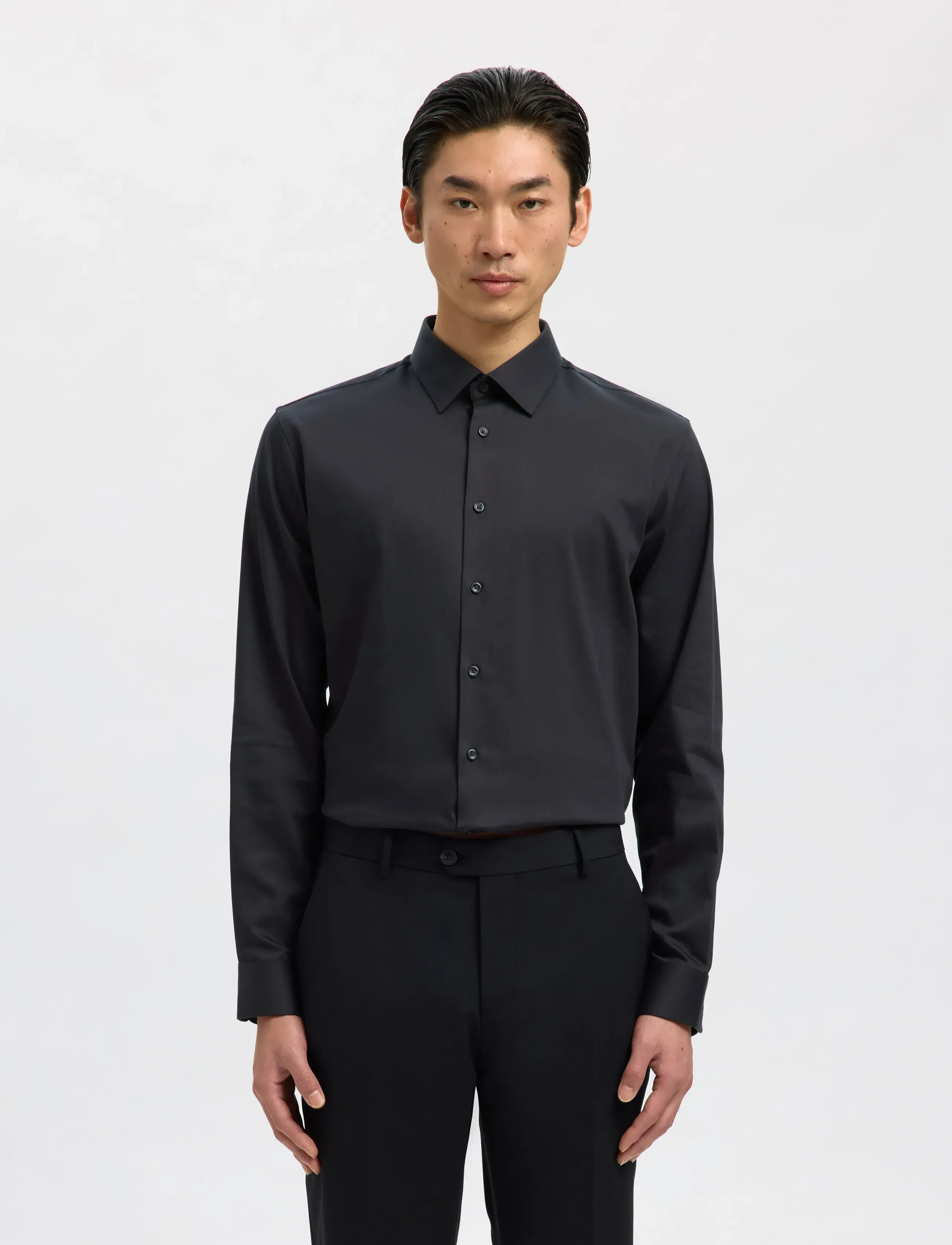 Selected SLMSLIMFILIP PERFORMANCE SHIRT LS NOOS - Skjorter - BLACK / black
