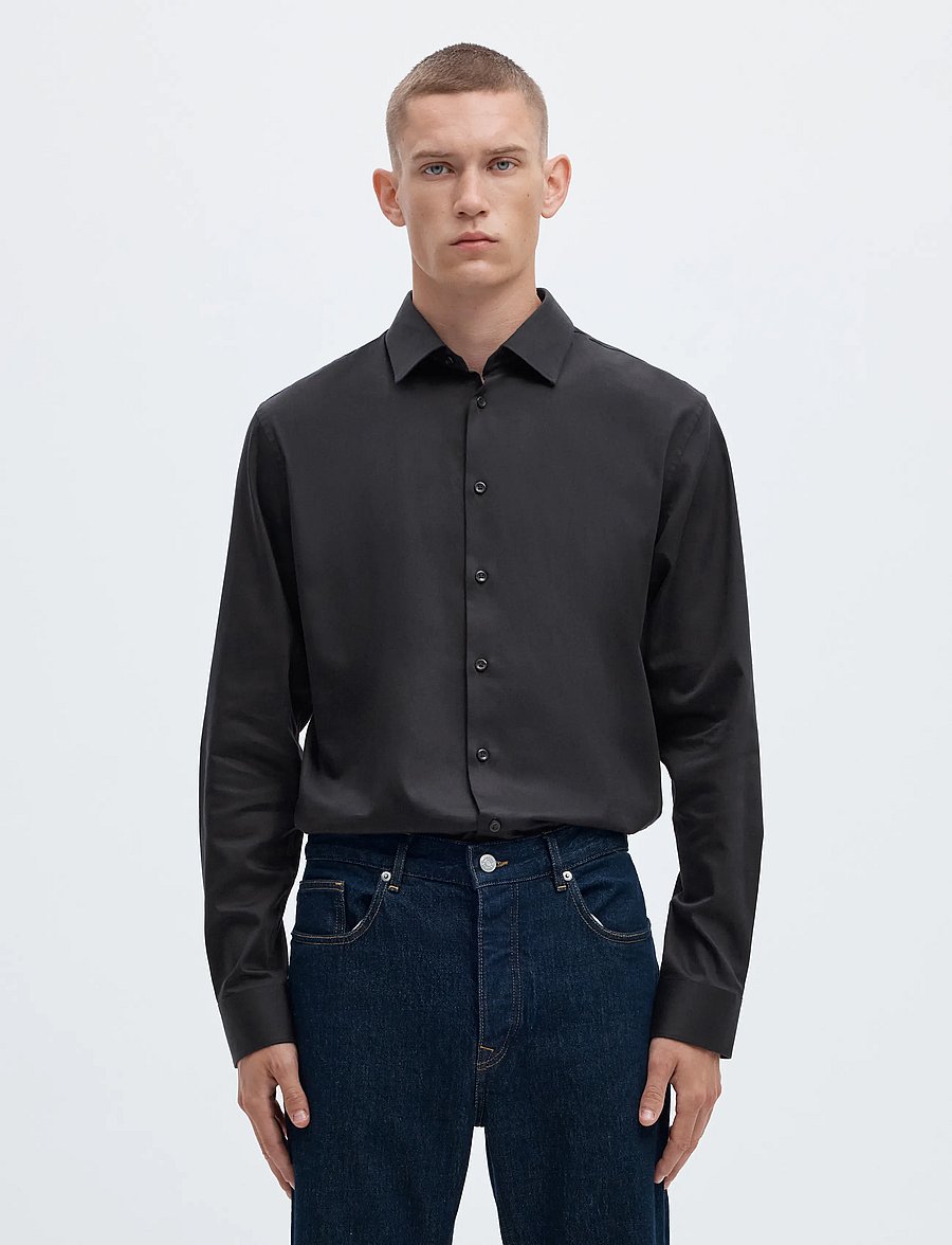 Selected - SLMFILIP-PERFORMANCE SLIM LS SHIRT NOOS - formelle hemden - black - 0