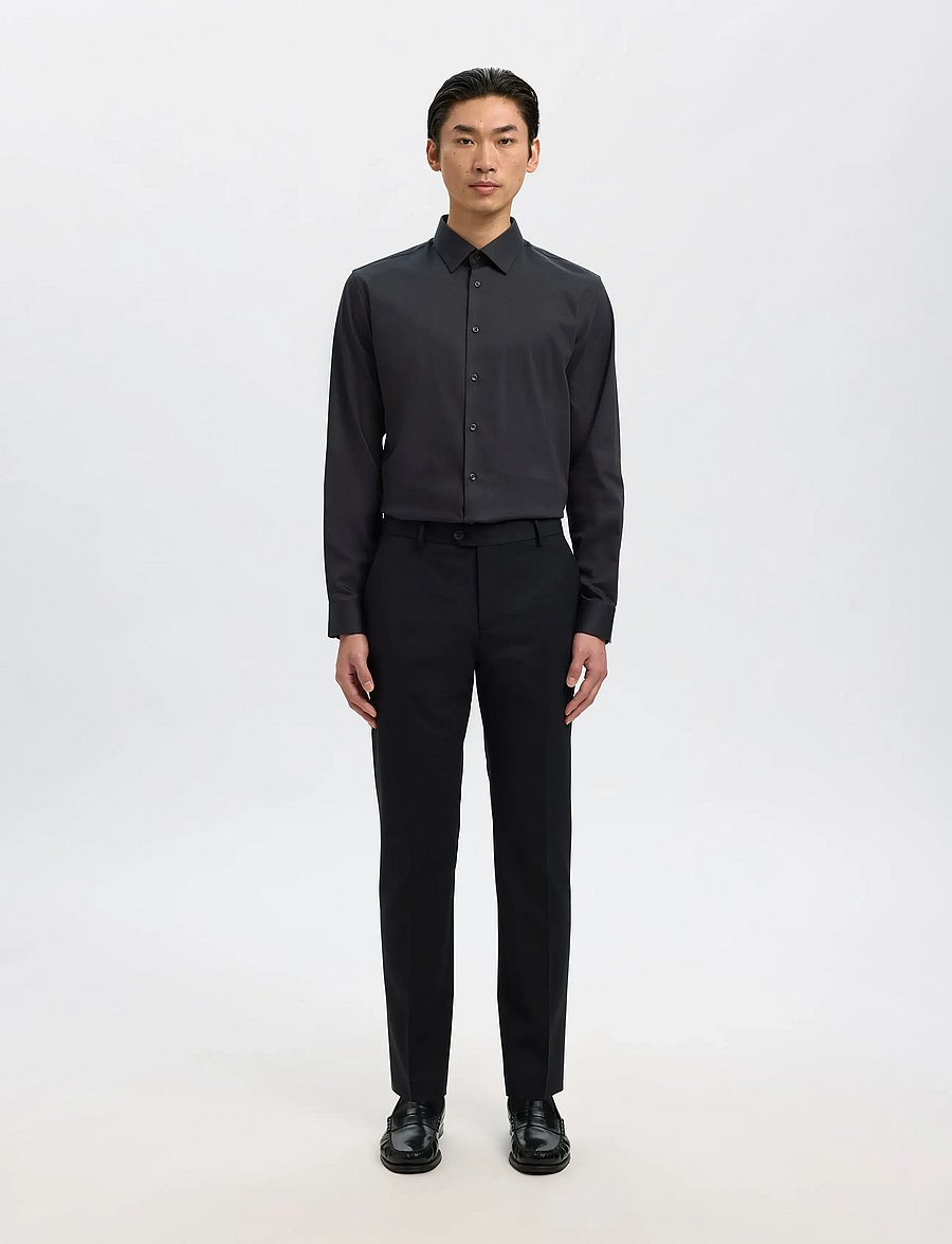 Selected - SLMFILIP-PERFORMANCE SLIM LS SHIRT NOOS - formelle hemden - black - 4