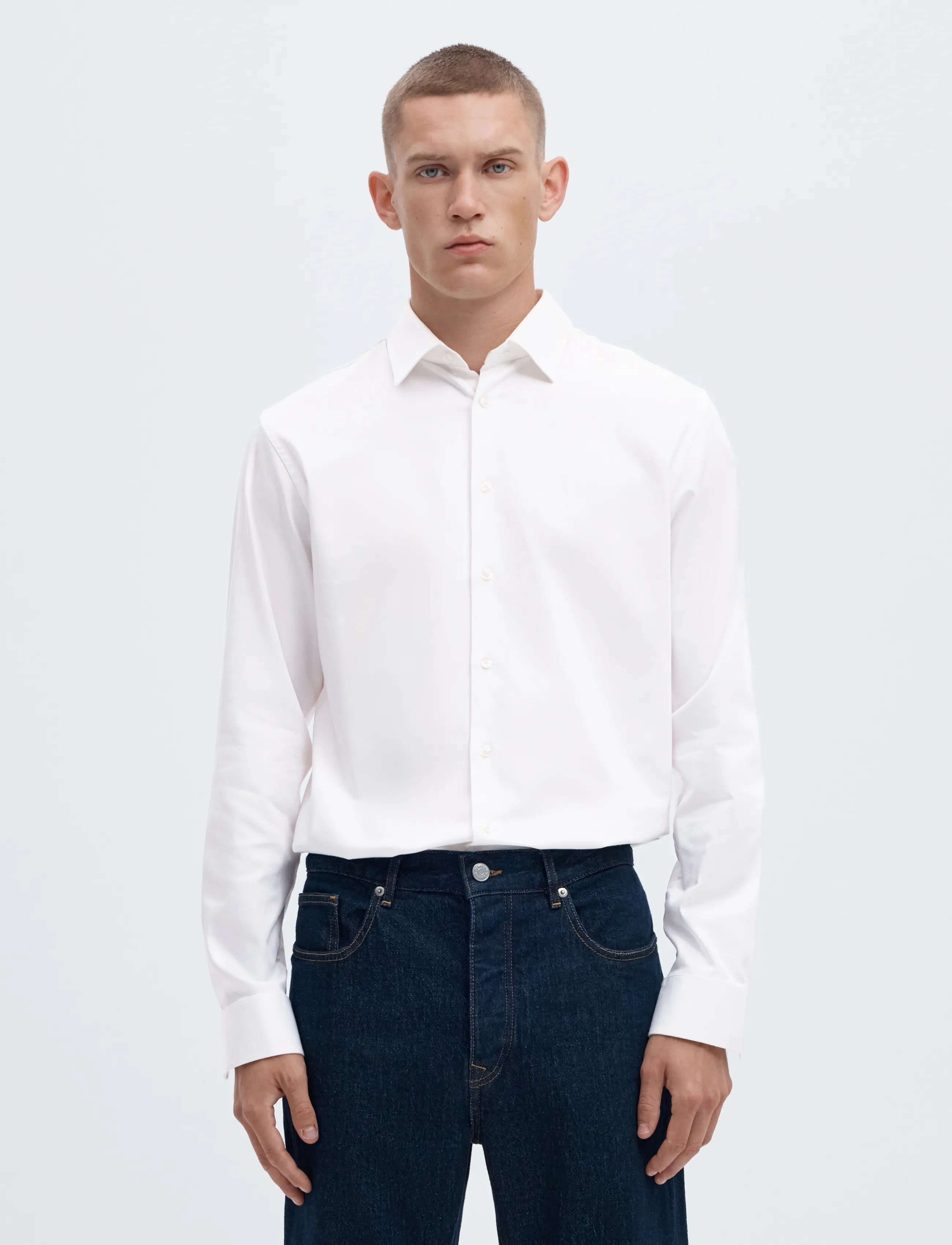 Selected SLMFILIP-PERFORMANCE SLIM LS SHIRT NOOS - Clothing - BRIGHT WHITE / white