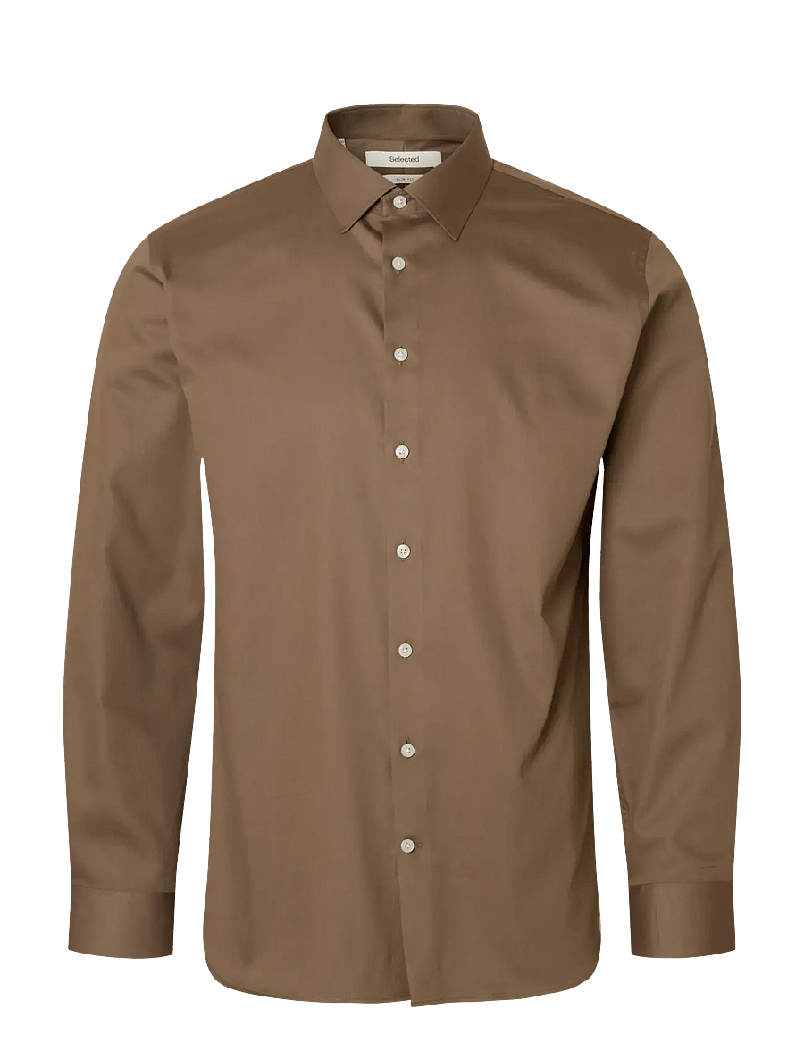 Selected - SLMFILIP-PERFORMANCE SLIM LS SHIRT NOOS - formelle hemden - chocolate chip - 1