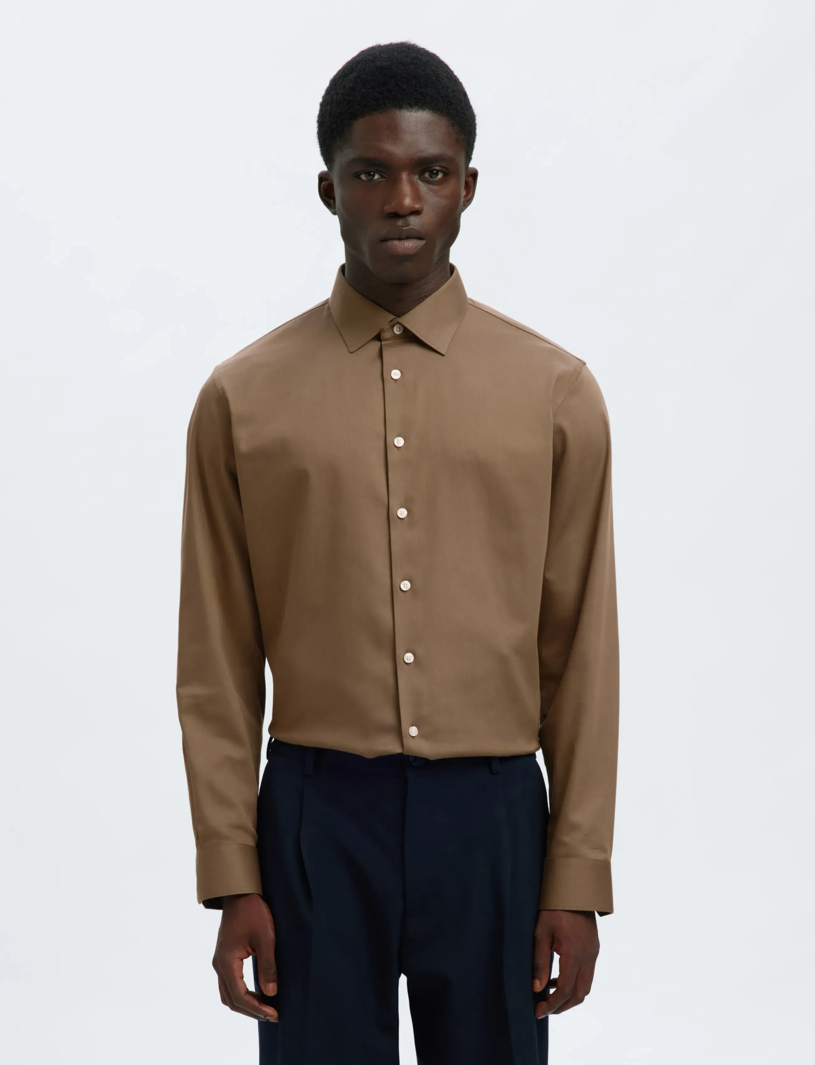 Selected SLMSLIMFILIP PERFORMANCE SHIRT LS NOOS - Overhemden - CHOCOLATE CHIP / brown