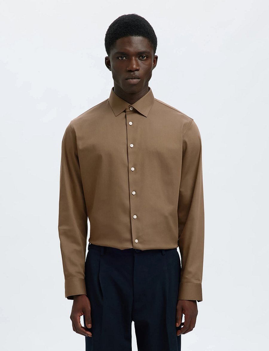 Selected - SLMFILIP-PERFORMANCE SLIM LS SHIRT NOOS - formelle hemden - chocolate chip - 0