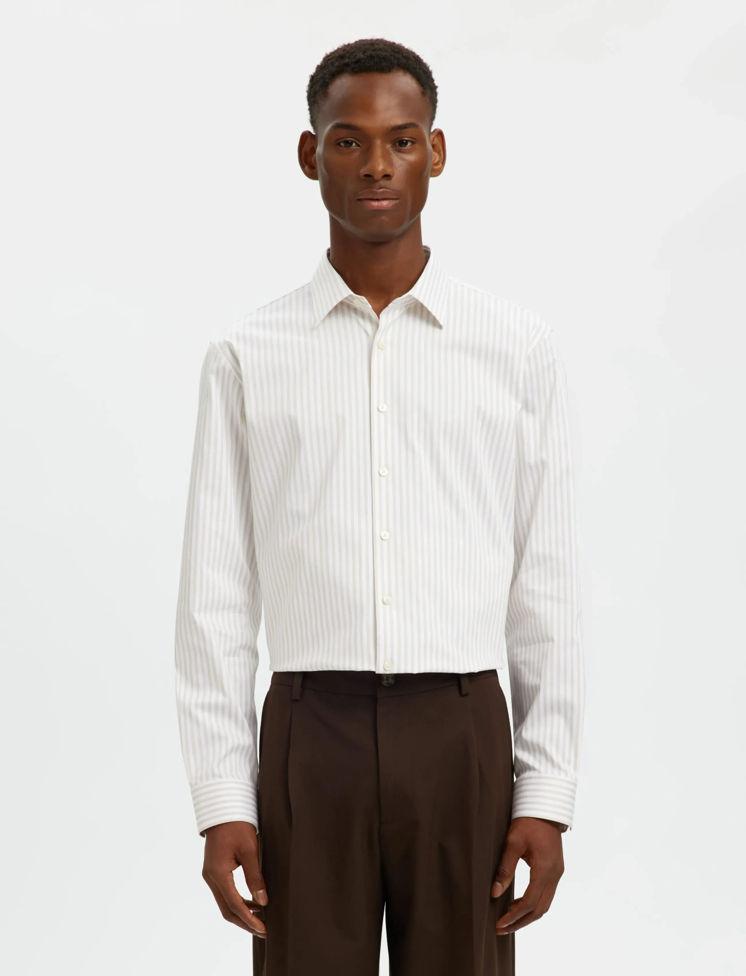 Selected SLMSLIMFILIP PERFORMANCE SHIRT LS NOOS - Skjorter - SAND / white