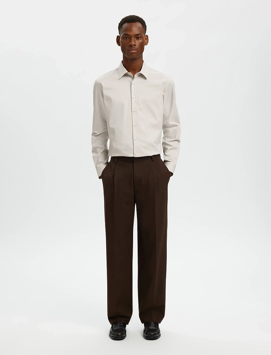 Selected - SLMFILIP-PERFORMANCE SLIM LS SHIRT NOOS - formelle hemden - sand - 5